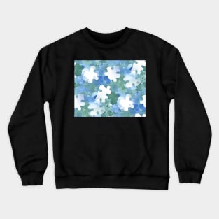 Jigsaw Puzzle Watercolor Silhouette in Blue and Green Watercolor Painting Pattern Crewneck Sweatshirt